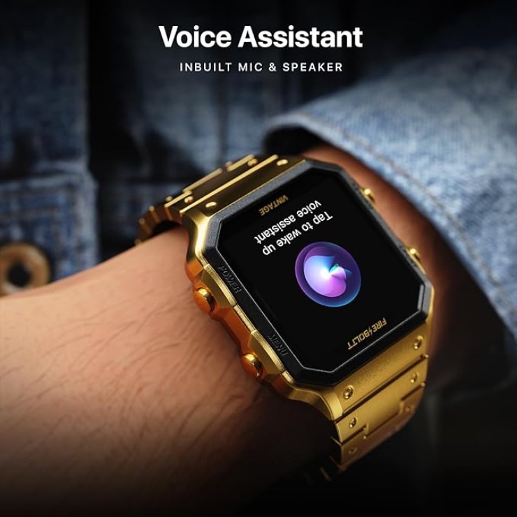 Fire-Boltt Retro 39.1mm (1.54) Display, Bluetooth call, Voice Assistance, Steel Straps Smartwatch
