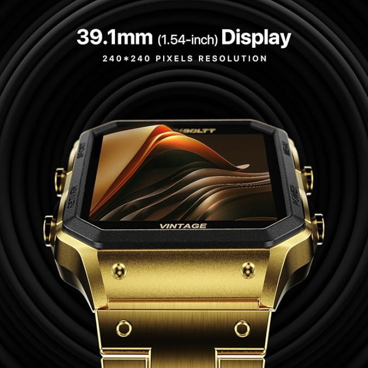 Fire-Boltt Retro 39.1mm (1.54) Display, Bluetooth call, Voice Assistance, Steel Straps Smartwatch