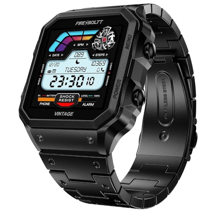 Fire-Boltt Retro 39.1mm (1.54) Display, Bluetooth call, Voice Assistance, Steel Straps Smartwatch