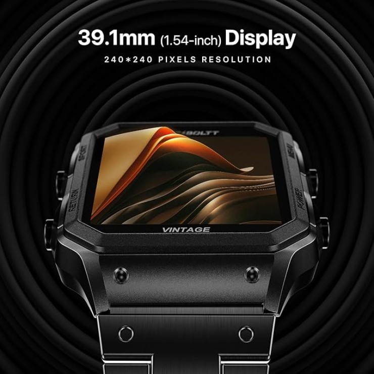 Fire-Boltt Retro 39.1mm (1.54) Display, Bluetooth call, Voice Assistance, Steel Straps Smartwatch